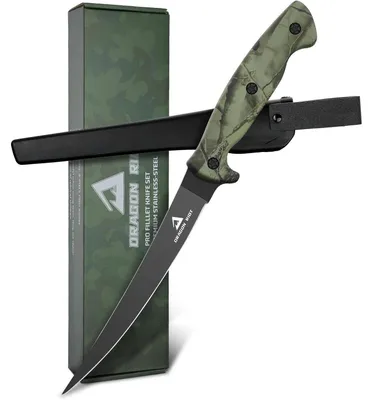 Produktbild von Filetiermesser Fisch 21.5CM Edelstahl mit Anti-Rutsch-Griff, scharfes Outdoor-Messer für Fisch und Fleisch, Full Tang Ausbeinmesser Kochmesser