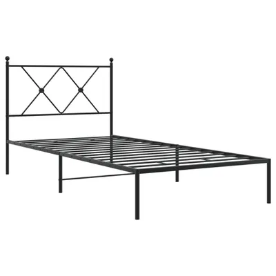 Produktbild von Bettgestell mit Kopfteil Metall Schwarz 90x190 cm