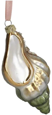 Obrázek produktu pro Vánoční ozdoba ve tvaru mušle, zelená, 12,7 cm