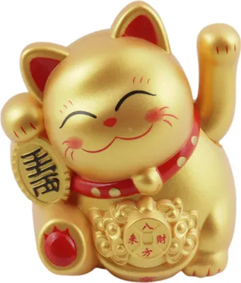 Produktbild von Glückskatze Mini Maneki-neko Freude gold-matt Solar 5cm Winkekatze Lucky cat