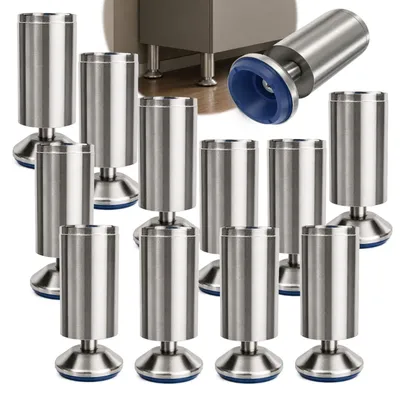 Produktbild von HOOZ® Möbelfüße Edelstahl 150 mm 12er Set [BREITER STÜTZFUSS] Möbelbeine Ø 50 mm – Schrankfüße für Kommode TV-Board & Regal