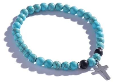 Produktbild von Perlenarmband fü r Herren mit tü rkisfarbenem Kreuz MCGB5096