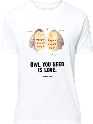 Produktbild von Mr. & Mrs. Panda Größe XL T-Shirt Eulen Liebe - Weiß - Geschenk, Spruch, Eule, Tshirt, mit, Liebesspruch, Owl, Shirt