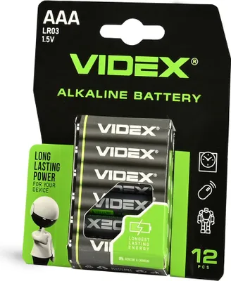 Produktbild von VIDEX LR03/AAA Alkaline-Batterie, 12 Stück, Blisterverpackung