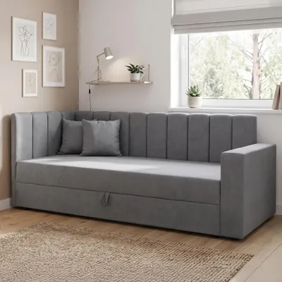 Obrázek produktu pro Jednolůžko s úložným prostorem Sovaro PRO, 80x180 cm, šedá barva