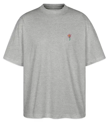 Produktbild von Spreadshirt Stickmotiv Frühlingsblume Für Gartenliebe Oversize Uni T-Shirt, XXL, Grau meliert