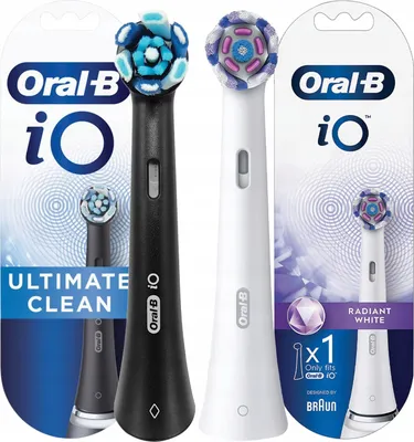 Produktbild von Oral-B Aufsätze iO Radiant White Black Zahnbürstenkopf 2 Stück Weißeffekt