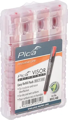 Produktbild von Pica 991/40 Permanent Marker Minen/Ersatzminen | wasserfest, umweltfreundlich, wirtschaftlich, für diverse Materialien geeignet |Farbe: rot, Durchmesser: 10 mm, Länge: 85 mm,