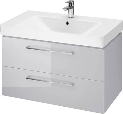 Produktbild von BADLAND Badmöbel Set Badezimmerschrank mit Keramikwaschbecken, 2-Schubladen LARA MILLE 80 Grau