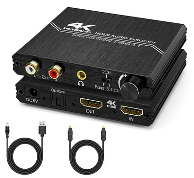 Productafbeelding van Hdmi audio extractor audioconverter - 4K - Optisch en 3,5 mm - Volumeregeling - Hdcp 2.2