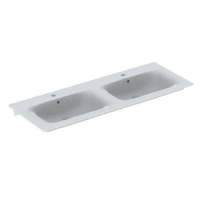 Produktbild von Geberit Möbel-Doppelwaschtisch RENOVA PLAN 1300 x 480 mm, mit Hahnloch, mit Überlauf weiß