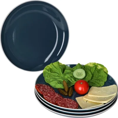 Produktbild von 4er Set Linus blau Speiseteller Essteller Grill-Platte maritim skandinavisch