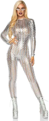 Produktbild von Laser Cut Catsuit metallic Größe: L