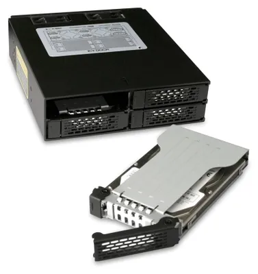 Produktbild von Icy Dock MB994SP-4SB-1, 13,3 cm (5.25"), Carrier Panel, Schwarz, 2.5", Aluminium, Metall, CE, REACH