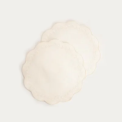 Zdjęcie produktu dla HOMLA Maty stołowe RAMINE ecru z dekoracyjnym haftem, zestaw 2 szt. 38cm