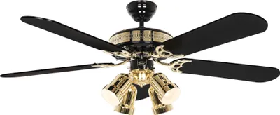 Produktbild von Deckenventilator mit Beleuchtung und Zugketten Black Magic 132 cm
