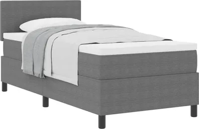 Produktbild von Boxspringbett Hellgrau und Weiß 80 x 200 cm Cordstoff