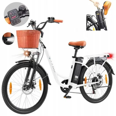 Produktbild von Robustes TTGO YY-26ST City-E-Bike Trekking E-Bike 26" mit 75 km Reichweite -250W Scheibenbremsen,6-Gang Shimano - Ideal für den urbanen Alltag Weiß