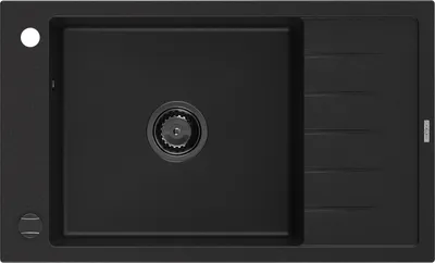 Produktbild von Mexen Elias Granitspüle mit einem Becken und einer Abtropffläche 795 x 480 mm, Schwarz, Siphon Schwarz - 6511791005-77-B