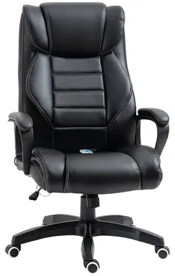 Produktbild von Bürostuhl mit Massagefunktion, höhenverstellbarer Chefsessel, ergonomischer Drehstuhl, 6 Vibrationspunkte, Schwarz