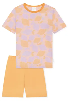Productafbeelding van Schiesser pyjama voor peutermeisjes, korte mouwen, maat 116, perzikoranje