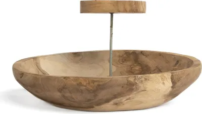 Image de Bougeoir bois de teck marron 29x29x11cm