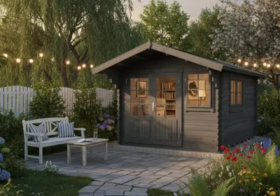 Produktbild von Alpholz Gartenhaus Set Gabriel 338x467cm Imprägn. Grau mit Boden & Dach
