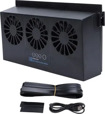 Produktbild von Solar angetriebener Extraktorventilator, Fensterenergieeinsparung, Fahrzeugkühlerlüftung nach Hause, Auto, Büro (schwarz)