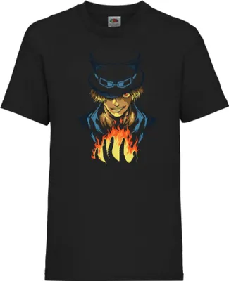 Zdjęcie produktu dla Koszulka Dziecięca Japan Animation Manga Anime Comics One Manga Piece Anime Sabo Var-028 Sabo, 7-8 Jahr - 128 / Czarny