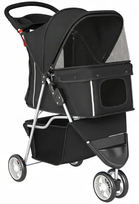 Obrázek produktu pro Kočárek pro domácí mazlíčky se síťovanou stříškou, skládací, nosnost 10 kg