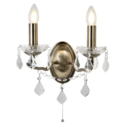 Image de Applique murale, laiton antique, 32 cm, cristal, PARIS
