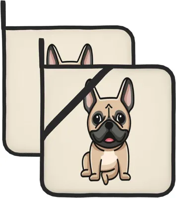 Produktbild von Topflappen, isolierter Topflappen, dick, hitzebeständig, zum Grillen, Kochen, Backen, 2 Stück,Französische Bulldogge