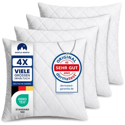Produktbild von 4er Set Kissen (50x60cm) - hoher Komfort - Microfaser - Reißverschluss für Füllung - waschbar - allergikergeeignet - erholsam – Dekokissen