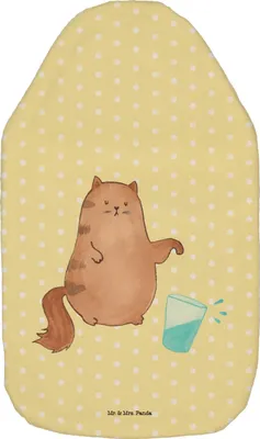 Produktbild von Mr. & Mrs. Panda Wärmekissen Katze Wasserglas - Gelb Pastell - Geschenk, wärmflasche gummi, Wärmflaschen mit Bezug, Katzen, Cats, Haustier, Bettflasche, Cat