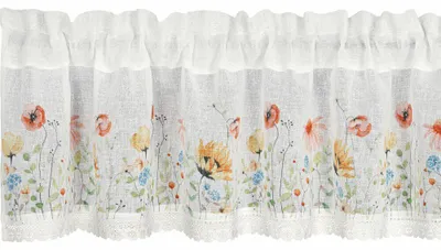 Zdjęcie produktu dla Zazdrostka Nati 150X30 cm biała tunel kwiatowy nadruk i koronka