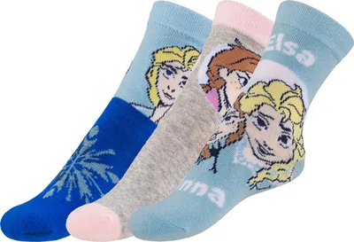 Zdjęcie produktu dla Skarpety dziecięce Frozen 2 – zestaw 3 par – 23-26 – różowe, niebieskie, szare