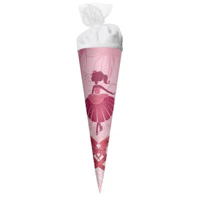 Produktbild von ROTH Geschenk-Schultüte klein Ballerina 22 cm rund Tüllverschluss Zuckertüte Schulanfang