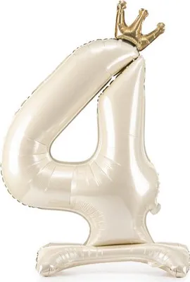 Obrázek produktu pro Fóliový balónek s číslem "4", 84 cm, světle krémový