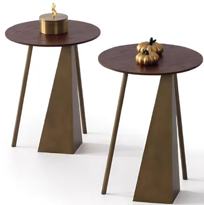Produktbild von Beistelltisch-Set mit eleganten Holzoberflächen und metallischen Akzenten