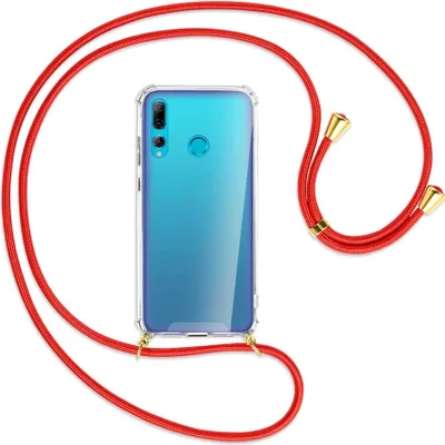 Produktbild von Handykette Backcover-Schutzhülle mit Band (Metall goldfarben) für Huawei P Smart Plus 2019 - rot