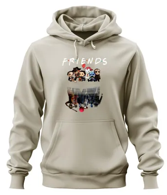 Productafbeelding van HORROR Iconen: Pennywise, Michael, Jason, Freddy, Pinhead. Uni hoodie, natuurlijke kleur, maat L