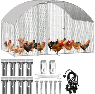 Immagine prodotto di TolleTour pollaio all'aperto grande pollaio con tetto a forma di pollaio all'aperto con struttura in acciaio zincato PE e porta con serratura 3 x 2 x 2 m a cupola