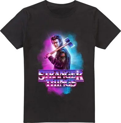 Zdjęcie produktu dla Koszulka uni  „Stranger Things” – Steve Harrington – Metall Burst, czarna, rozmiar XL