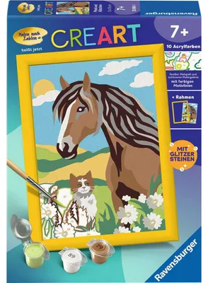 Produktbild von Ravensburger CreArt - Malen nach Zahlen 25886 - Pferd und Kätzchen - ab 7 Jahren