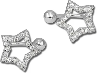 Produktbild von SilberDream weiß Ohrringe Stern Ear Cuff Zirkonia 925 Silber Ohrklemmen GSO434W