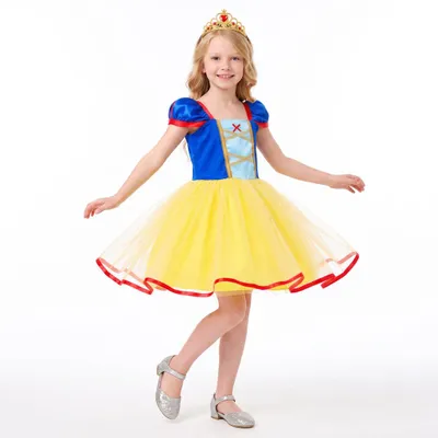 Produktbild von Märchen Prinzessinnen Kleid Gelb Blau mit Diadem, Größe: 146/152 Farbe: Gelb
