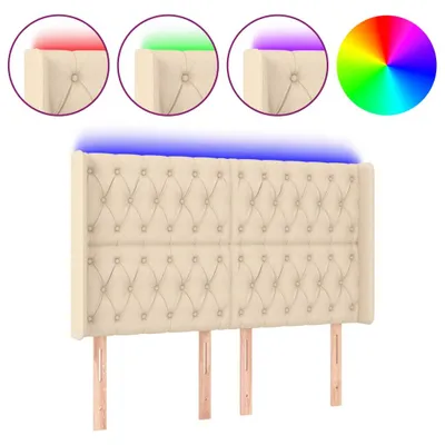 Zdjęcie produktu dla Zagłówek Do Łóżka Z Led, Kremowy, 147X16X118/128 Cm, Tkanina Lumarko!