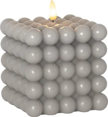 Produktbild von Bubble Kerze Dot Echtwachs hellgrau warmweißes LED Licht 10x125cm