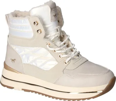 Produktbild von Mustang Damen Stiefelette Plateausohle warm gefüttert Schnürboots 1480-602, Größe:40 EU, Farbe:Beige