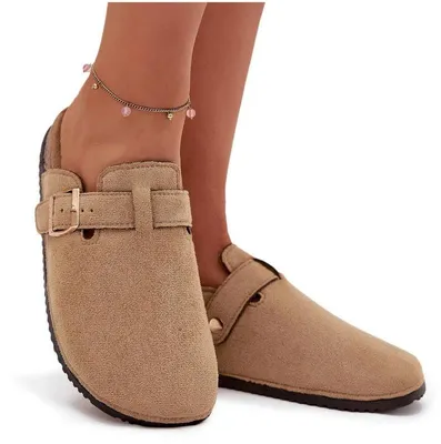 Produktbild von Damen Clogs Auf Korkplattform Mit Goldener Schnalle Big Star SS274738 Beige 38